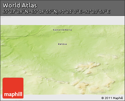 Physical 3D Map of the Area around 65° 38' 11" N, 91° 52' 30" E