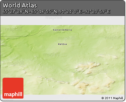 Physical 3D Map of the Area around 65° 38' 11" N, 91° 52' 30" E