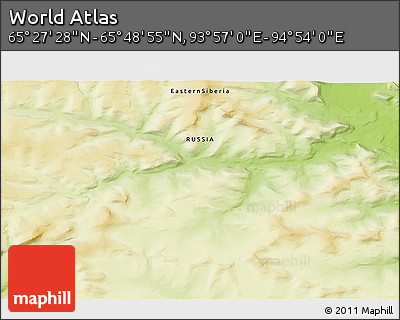 Physical 3D Map of the Area around 65° 38' 11" N, 94° 25' 30" E