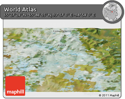 Satellite 3D Map of the Area around 65° 38' 11" N, 94° 25' 30" E