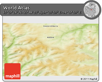 Physical 3D Map of the Area around 65° 38' 11" N, 97° 49' 29" E