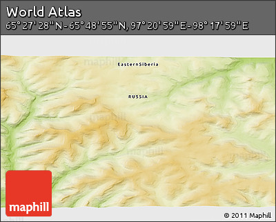Physical 3D Map of the Area around 65° 38' 11" N, 97° 49' 29" E