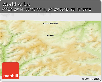 Physical 3D Map of the Area around 65° 38' 11" N, 97° 49' 29" E