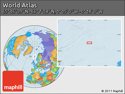 Political Location Map of the Area around 65° 57' 19" N, 0° 46' 30" W