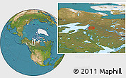 Satellite Location Map of the area around 65° 57' 19" N, 117° 13' 29" W