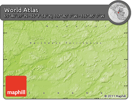 Physical Map of the Area around 65° 57' 19" N, 117° 13' 29" W