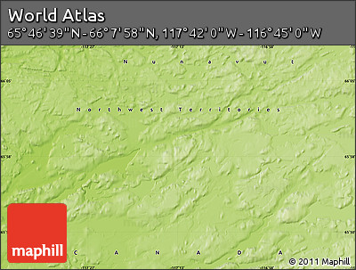 Physical Map of the Area around 65° 57' 19" N, 117° 13' 29" W