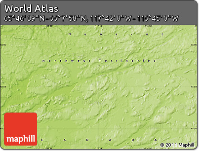 Physical Map of the Area around 65° 57' 19" N, 117° 13' 29" W