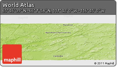 Physical Panoramic Map of the Area around 65° 57' 19" N, 117° 13' 29" W