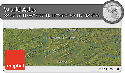 Satellite Panoramic Map of the Area around 65° 57' 19" N, 117° 13' 29" W