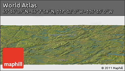 Satellite Panoramic Map of the Area around 65° 57' 19" N, 117° 13' 29" W