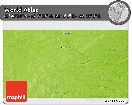 Physical 3D Map of the Area around 65° 57' 19" N, 122° 28' 29" E