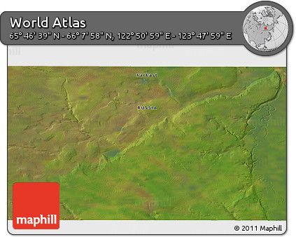 Satellite 3D Map of the Area around 65° 57' 19" N, 123° 19' 29" E