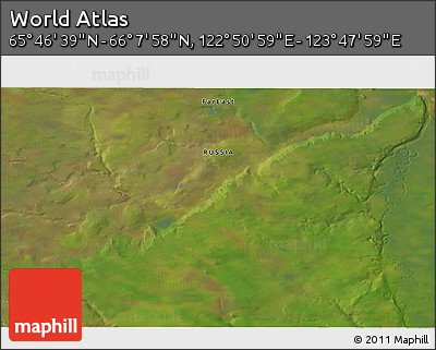 Satellite 3D Map of the Area around 65° 57' 19" N, 123° 19' 29" E