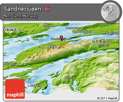 Physical Panoramic Map of Sandnessjøen