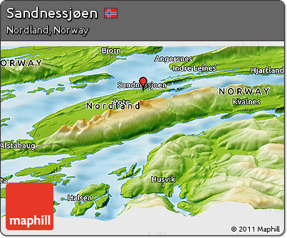 Physical Panoramic Map of Sandnessjøen