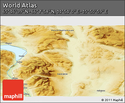 Physical 3D Map of the Area around 65° 57' 19" N, 15° 22' 30" E