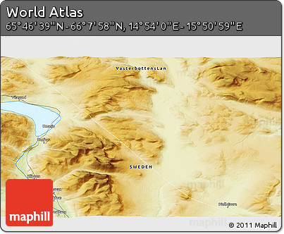 Physical 3D Map of the Area around 65° 57' 19" N, 15° 22' 30" E