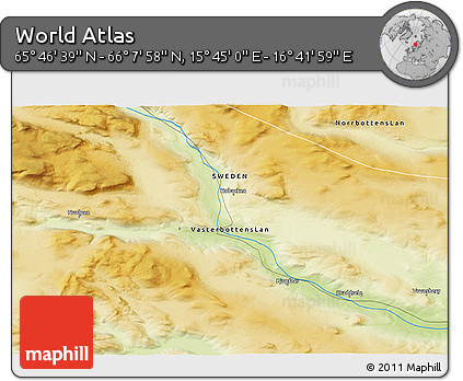 Physical 3D Map of the Area around 65° 57' 19" N, 16° 13' 30" E