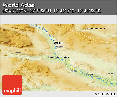 Physical 3D Map of the Area around 65° 57' 19" N, 16° 13' 30" E