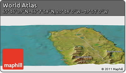Satellite Panoramic Map of the Area around 65° 57' 19" N, 20° 19' 30" W
