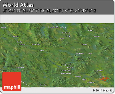 Satellite 3D Map of the Area around 65° 57' 19" N, 21° 19' 30" E