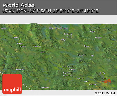 Satellite 3D Map of the Area around 65° 57' 19" N, 21° 19' 30" E