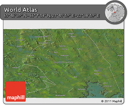 Satellite 3D Map of the Area around 65° 57' 19" N, 22° 10' 29" E
