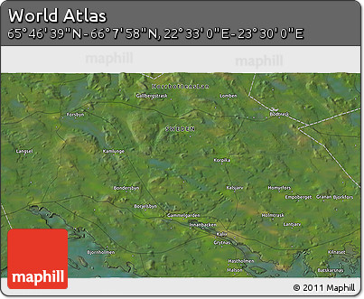 Satellite 3D Map of the Area around 65° 57' 19" N, 23° 1' 29" E