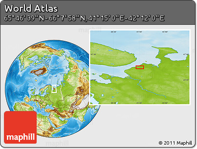 Physical Location Map of the Area around 65° 57' 19" N, 41° 43' 30" E