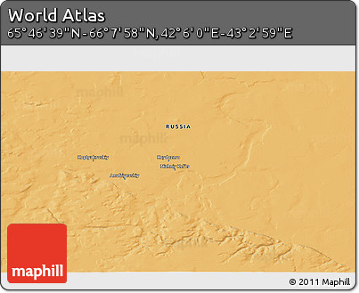 Political 3D Map of the Area around 65° 57' 19" N, 42° 34' 30" E