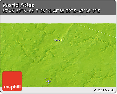 Physical 3D Map of the Area around 65° 57' 19" N, 45° 7' 30" E