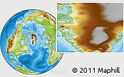 Physical Location Map of the area around 65° 57' 19" N, 46° 40' 29" W