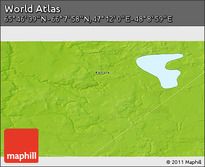Physical 3D Map of the Area around 65° 57' 19" N, 47° 40' 29" E