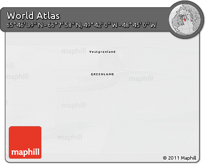 Satellite 3D Map of the Area around 65° 57' 19" N, 49° 13' 30" W