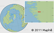 Savanna Style Location Map of the area around 65° 57' 19" N, 49° 13' 30" W