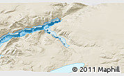 Shaded Relief 3D Map of the area around 65° 57' 19" N, 51° 46' 29" W