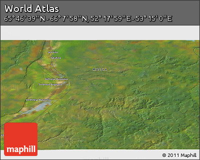 Satellite 3D Map of the Area around 65° 57' 19" N, 52° 46' 29" E