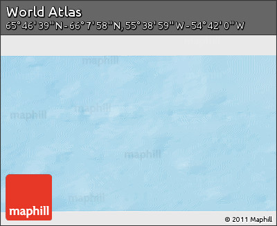 Physical 3D Map of the Area around 65° 57' 19" N, 55° 10' 29" W