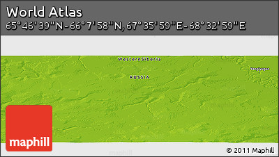 Physical Panoramic Map of the Area around 65° 57' 19" N, 68° 4' 29" E