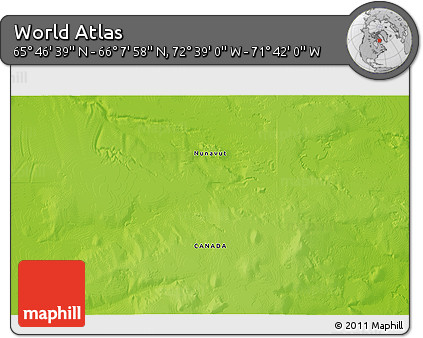 Physical 3D Map of the Area around 65° 57' 19" N, 72° 10' 30" W