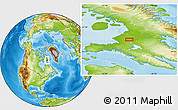 Physical Location Map of the area around 65° 57' 19" N, 72° 10' 30" W