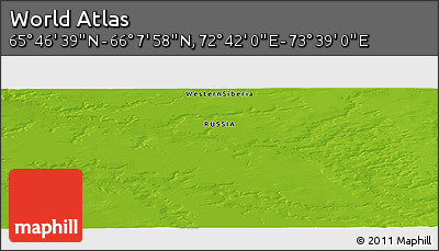 Physical Panoramic Map of the Area around 65° 57' 19" N, 73° 10' 30" E