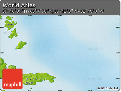 Physical Map of the Area around 65° 57' 19" N, 83° 13' 29" W