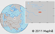 Gray Location Map of the area around 65° 57' 19" N, 92° 43' 29" E