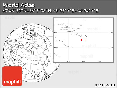Blank Location Map of the Area around 65° 57' 19" N, 94° 25' 30" E