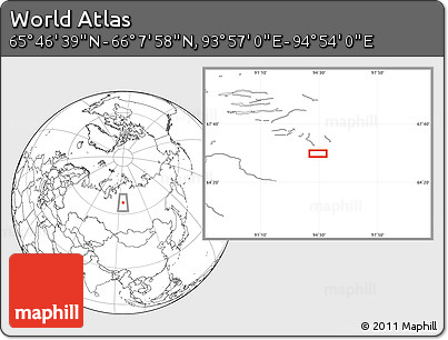 Blank Location Map of the Area around 65° 57' 19" N, 94° 25' 30" E