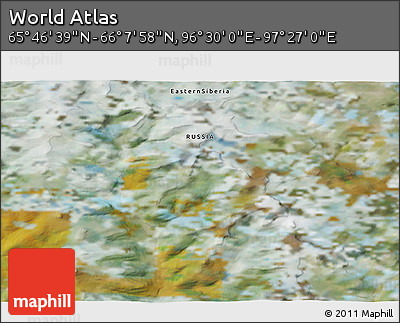 Satellite 3D Map of the Area around 65° 57' 19" N, 96° 58' 29" E