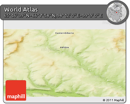 Physical 3D Map of the Area around 65° 57' 19" N, 98° 40' 30" E