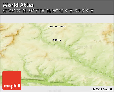 Physical 3D Map of the Area around 65° 57' 19" N, 98° 40' 30" E